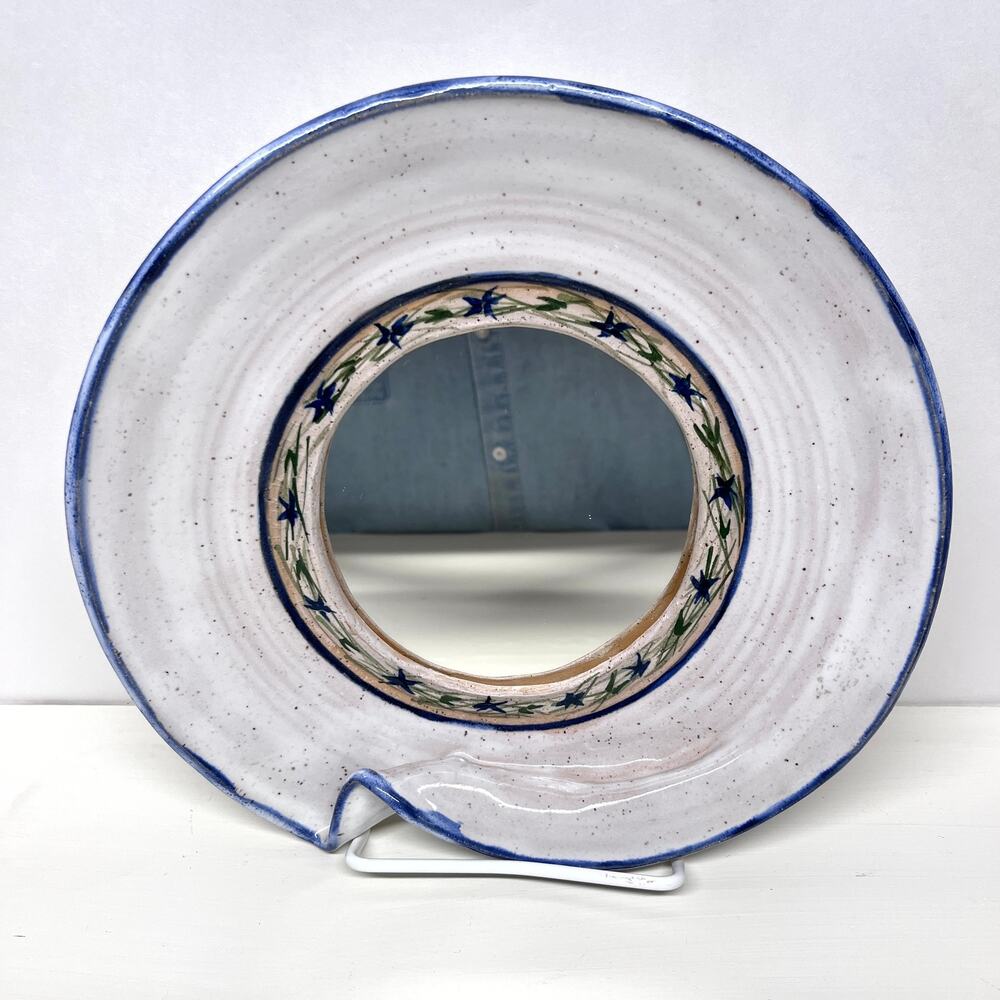 Art Pottery Round Wall Mirror Artist Signed